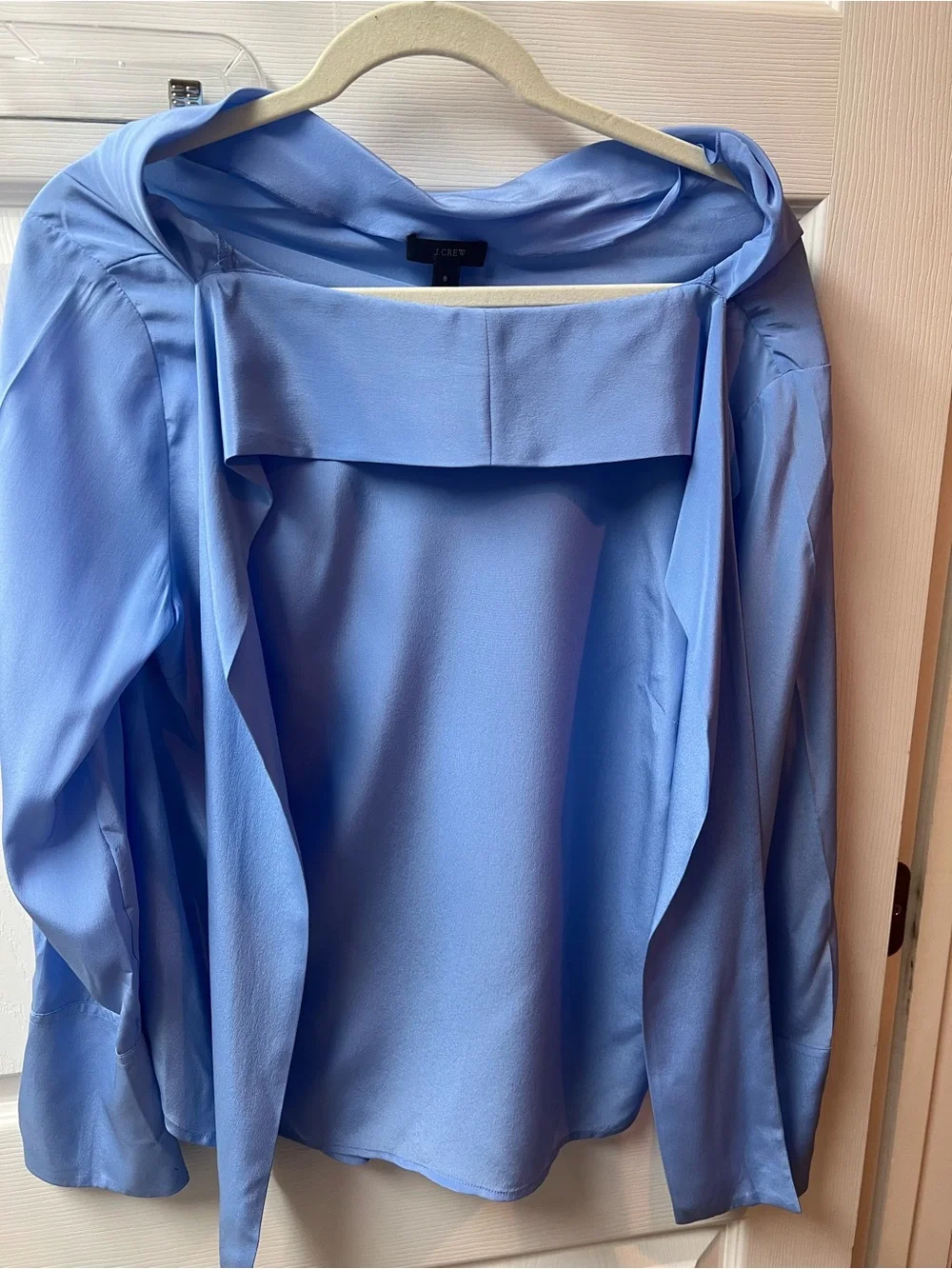 J. Crew Sky Blue Long Sleeve Draped Blouse